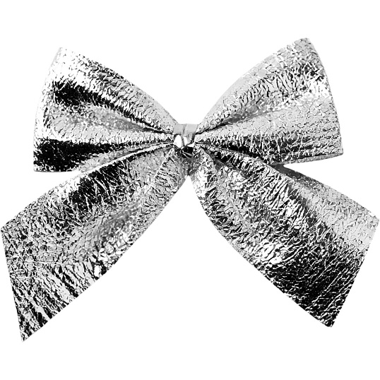 Бант из полиэстера, серебро, 12 шт, 5х5x0,01см, 96576