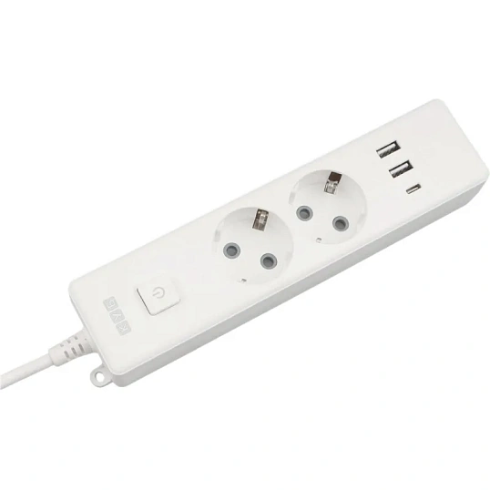 Удлинитель Power Cube, 2р/1.9м выкл.,3USB, 3.5кВт,16А,3x1,0 белый(PC-4-2M)