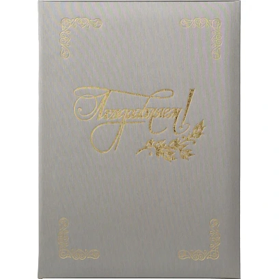 Папка адресная ПОЗДРАВЛЯЕМ, танго, серебро, А4