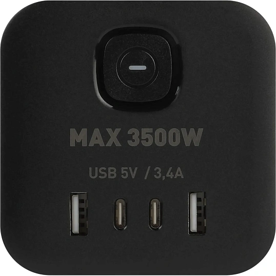 Удлинитель ЭРА CUBE-3es-1,5m-4USB-B 16А черный (Б0069074)