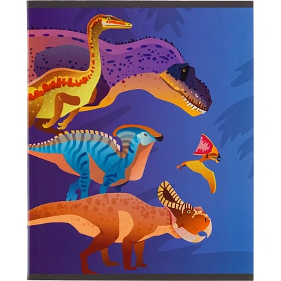 Тетрадь общая А5 48л №1School Мир динозавров,клет,скреп, ВД-лак