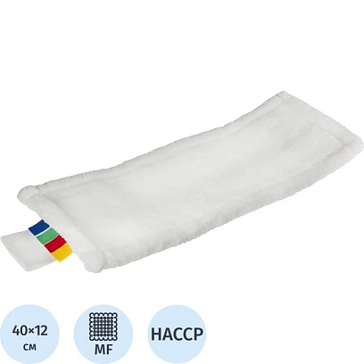 Насадка МОП плоский, 40х12 см, микрофибра, ухо+карман 6 см, белый MF2179