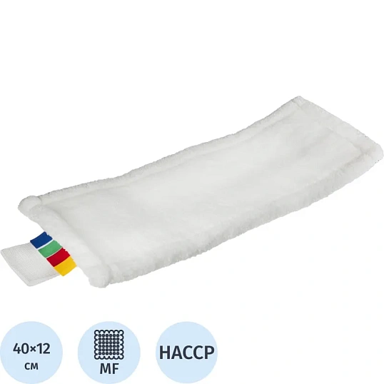 Насадка МОП плоский, 40х12 см, микрофибра, ухо+карман 6 см, белый MF2179
