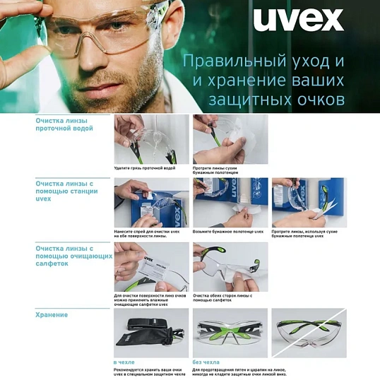 Очки защитные открытые UVEX Икс-фит прозрачные (арт произв 9199.265)