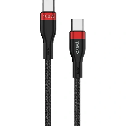 Кабель USB PERO DC-10 PD Type-C to Type-C, 5A, 100W, 1.5m, Black