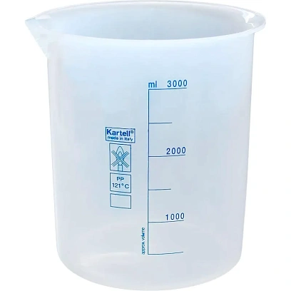 Мерный стакан 3000 мл ПП 2 шт/уп, автоклав. +121С, Kartell 11000851