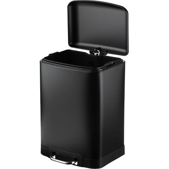 Ведро мусорное с педалью и доводчиком Luscan 12л,черное,прямоуг,металл