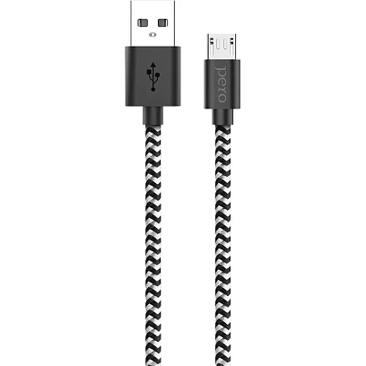 Кабель USB PERO DC-04 micro-USB, 2,5А, 2м, Silver-black