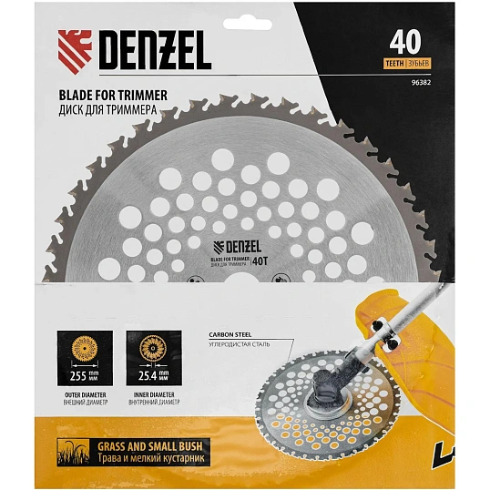Нож зубчатый (диск) для тримм. Denzel 255 х 25,4 мм, Anti-Kick (96382)