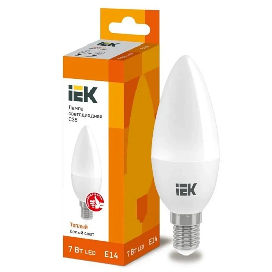 Лампа светодиодная IEK ECO C35 LLE-C35-7-230-30-E14 7Вт 3000К E14