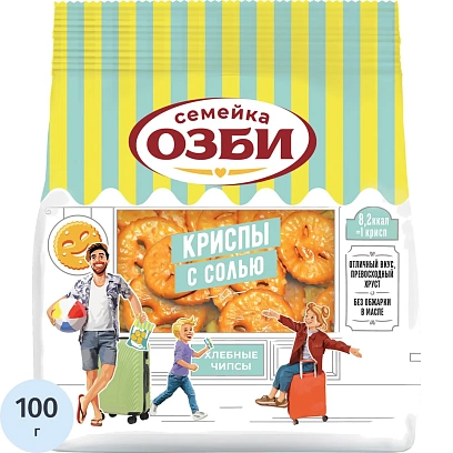 Крекер криспы Семейка ОЗБИ с морской солью, 100г