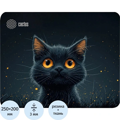 Коврик для мыши Cactus Black Cat 250x200x3мм (CS-MPC-D09S)