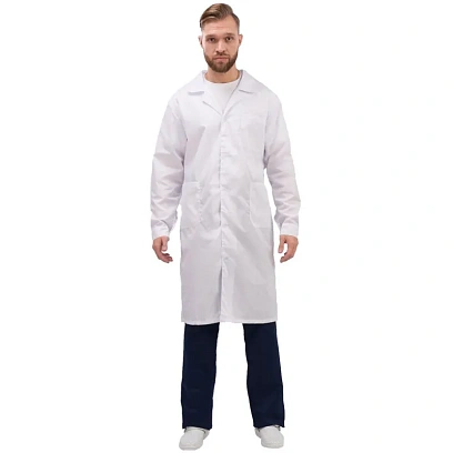 Халат для медицинского персонала муж. м04-ХЛ цв.бел. (р.44-46) 182-188