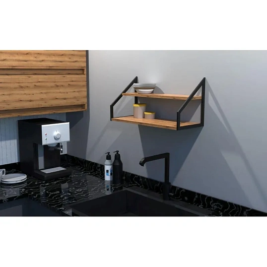 Полка TI_настен/настоль Комус Онега-8 250х600 мет чер/ЛДСП дуб вотан