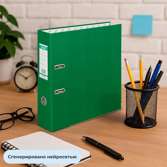 Папка-регистратор ECONOMY PLUS 80мм,зел,ПБП1,карм.кор,мет.уг