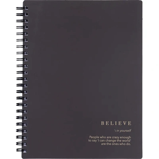 Тетрадь общая, BS, А5, 120л., клетка, спираль. Believe, черный N4200