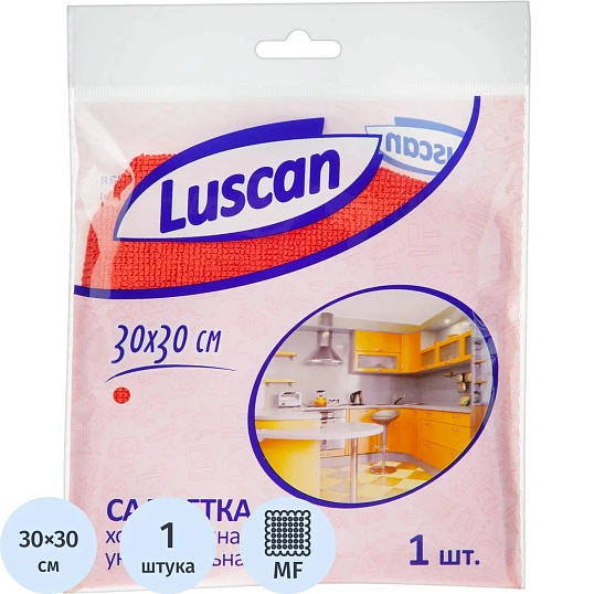 Салфетка хозяйственная Luscan из микрофибры универ 200г/м2 30х30см красная