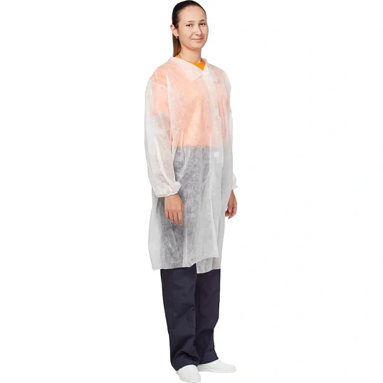 Халат на липучках KLEVER (20 гр) XXL белый, Р144110П20Л3ЦБ (10 шт/упак)