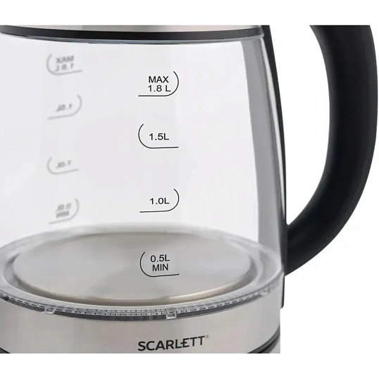 Чайник SCARLETT SC-EK27G40, электрический, 1800Вт, 1.8л, стекло/сталь