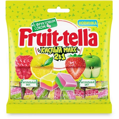 Конфеты жевательные Кислый микс Fruittella, 2в1, 70гx24шт/уп