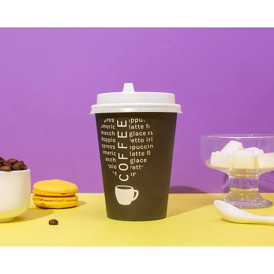 Стакан одноразовый бум односл. 300мл d-90мм SP12 love coffee (MIX) 50шт/уп