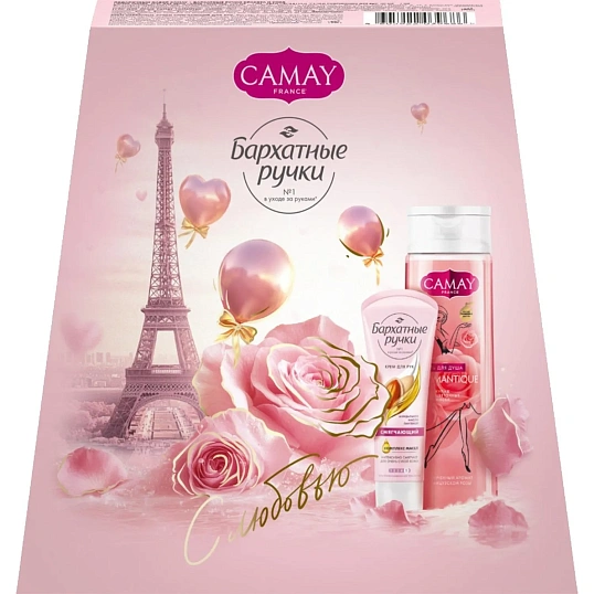 Подарочный набор Camay+Бархатные ручки женский гель для душа и крем для рук