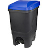 Контейнер-бак мусорный IDEA 60л с педалью на колесах синяя крышка