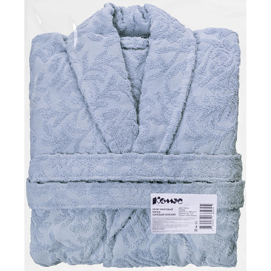 Халат  Махровый  ROESIA Шалевый Женский серый, L-XL, 300гр/м2