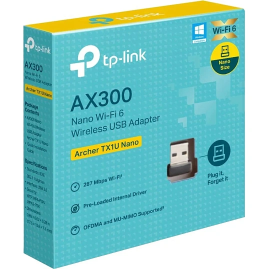 Сетевой адаптер Wi-Fi TP-Link Archer TX1U Nano AX300 USB-адаптер Wi-Fi 6