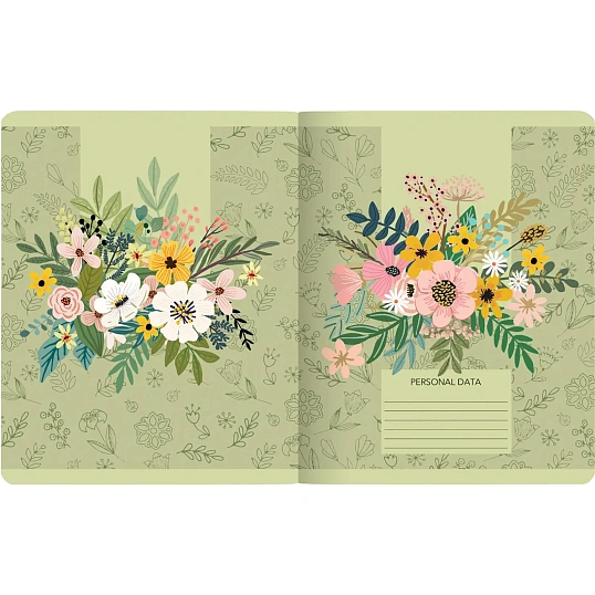 Тетрадь общая А5 ,48л, клетка,скрепка, HELLO SPRING, 5 шт в уп,7-48-448/5