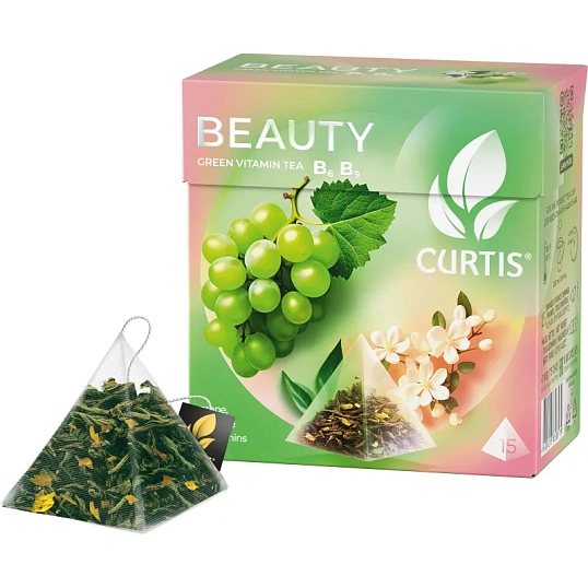 Чай Curtis Beauty зеленый, аромат, средний лист, 15 пирамидок