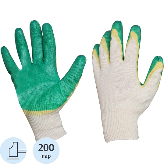 Перчатки защитные трикотажные 2ая латекс заливка 13класс 200пар/уп(42-44гр)