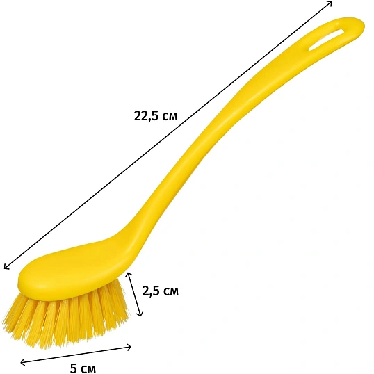Щетка для мытья посуды FBK, удлинненная полужесткая 225х35мм желтая 10466-4