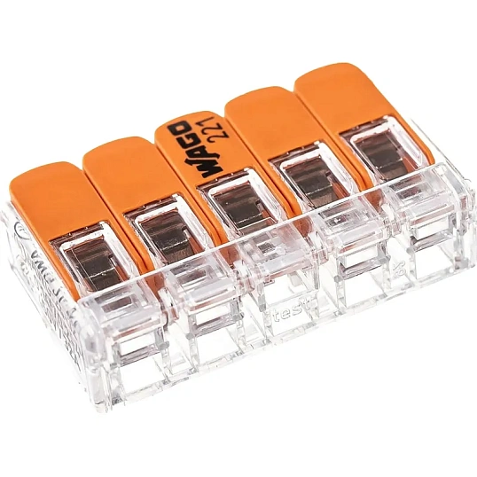 Клемма WAGO 221-415 (5Х4,0мм2 с рычажком) уп.(25шт)