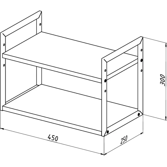 Полка TI_настен/настоль Комус Онега-6 250х450 мет чер/ЛДСП ясень анкор тем