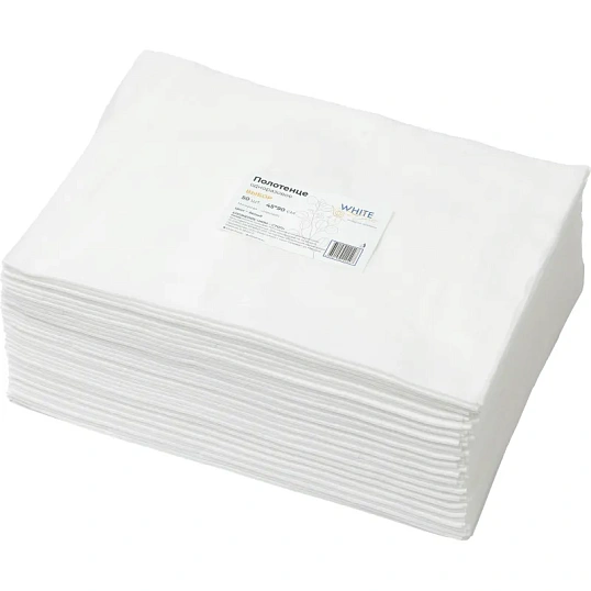 Салфетка спанлейс 45x90 см, белый, пл.40, 50шт/уп, 10255(0407)