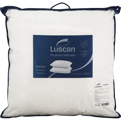 Подушка Luscan 70х70 нестеган кант (микроволокно леб.пух/55%тенсель,45%хл.)