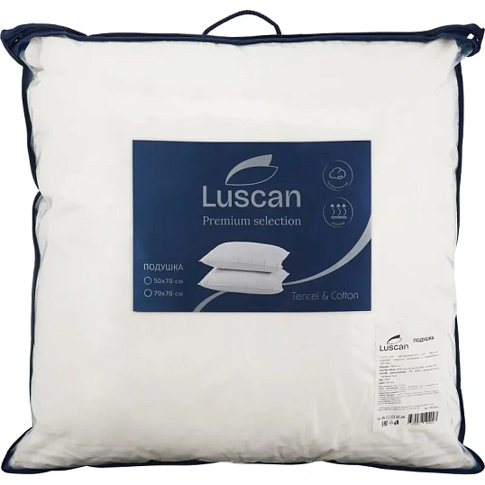 Подушка Luscan 70х70 нестеган кант (микроволокно леб.пух/55%тенсель,45%хл.)