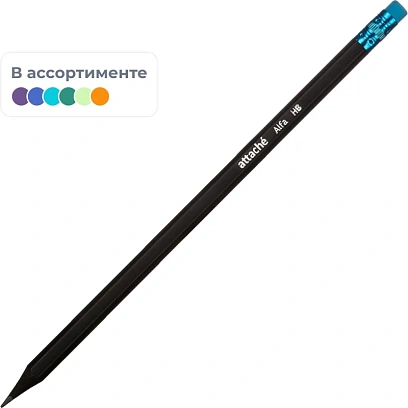 Карандаш чернографитный Attache Alfa HB заточ.,с ласт.