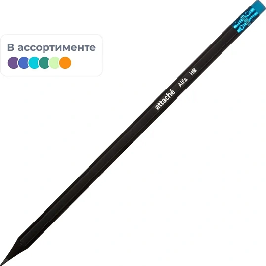 Карандаш чернографитный Attache Alfa HB заточ.,с ласт.