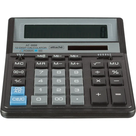 Калькулятор настольный ПОЛНОРАЗМЕРНЫЙ AttacheAF-888,12р,дв.пит204x158мм,ч/с