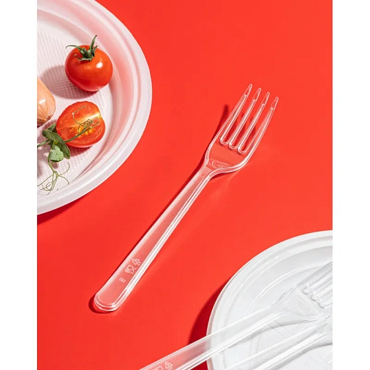 Набор столовых приборов №1 (вилка, прозрачная, 180 мм) 250шт/кор