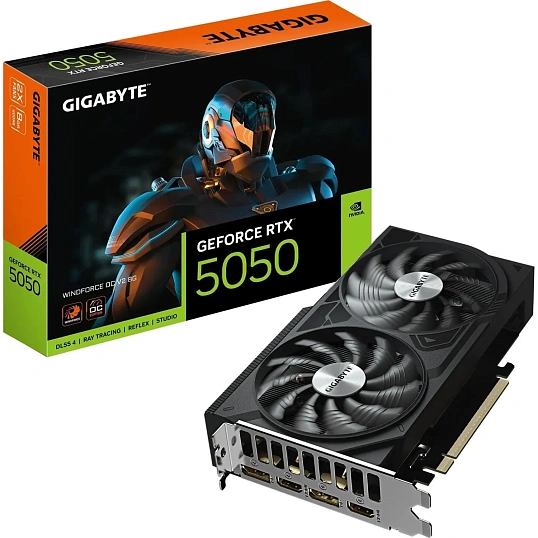 Видеокарта Gigabyte RTX5050 WINDFORCE OC V2 8GB,2xDP(GV-N5050WF2OCV2-8GD)