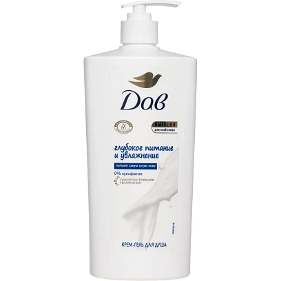 Гель для душа ДАВ КРЕМ-ГЕЛЬ ДЛЯ ВСЕЙ СЕМЬИ УВЛАЖНЕНИЕ И ПИТАНИЕ, 610МЛ