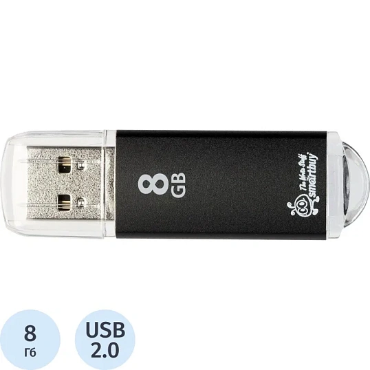 Флеш-память Smartbuy V-Cut, 8Gb, USB 2.0, чер, SB8GBVC-K