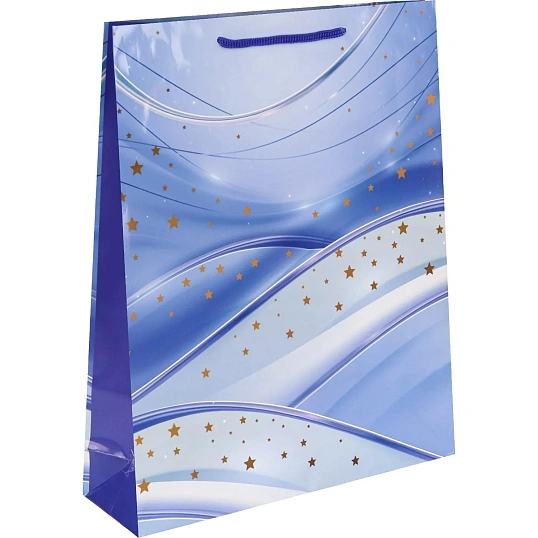 Пакет подарочный с глянц.лам. 26,4х32,7x8см (L) Звездный шелк,128г ППК-7817