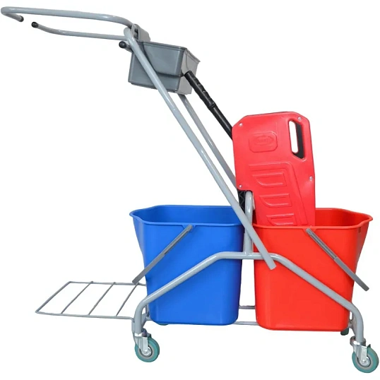 Тележка уборочная с отжимом мет.каркас держат. для мешка лоток 2х25л 22EF/6