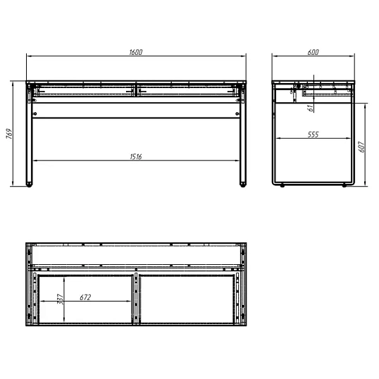 Стол компьютерный IN_Homeoffice НК 1600x600x769 Дуб натуральный