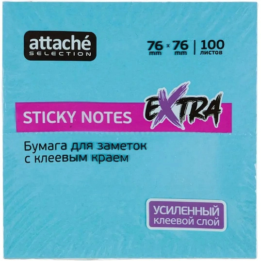 Стикеры Attache Selection Extra с клеев. краем 76х76, неон, голубой 100л