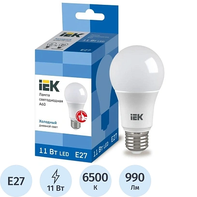 Лампа светодиодная IEK ECO A60 LLE-A60-11-230-65-E27 11Вт 230В 6500К E27